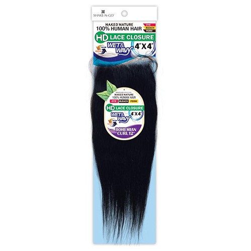 100% Human Hair_ 4X4 Wet and wavy Bohemian Curl 12″ HD Lace Closure