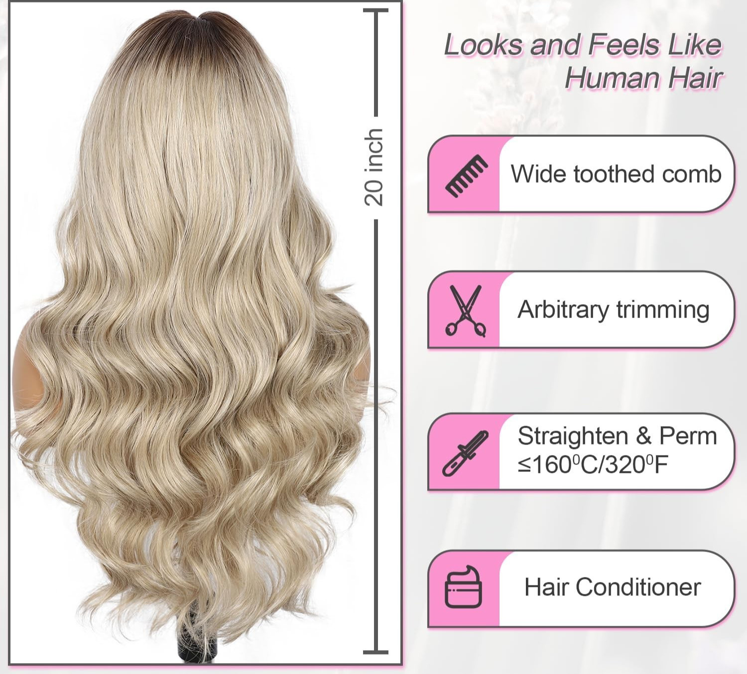HUMAN HAIR BLEND LACE FRONT WIGS PLATIUM