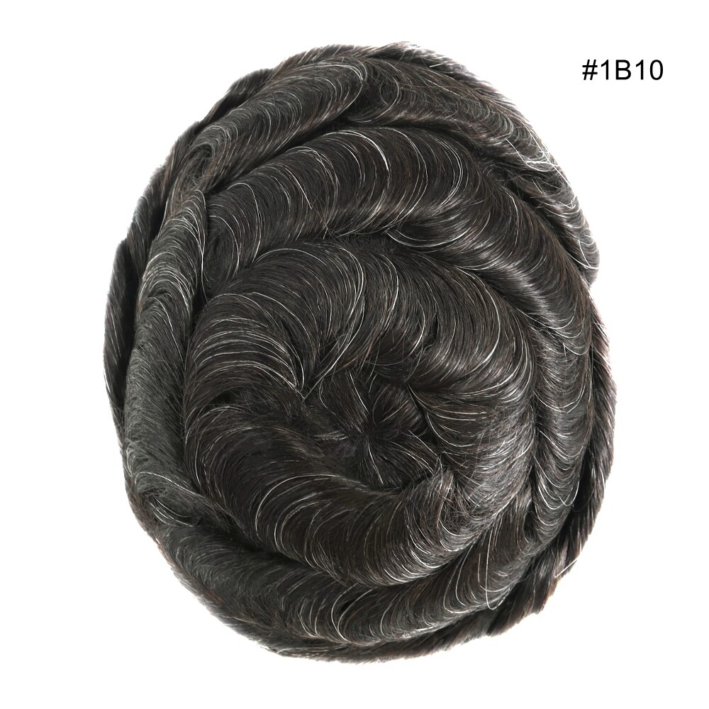 男式发饰人体头发替换系统精细单色 Toupee 经济运输-