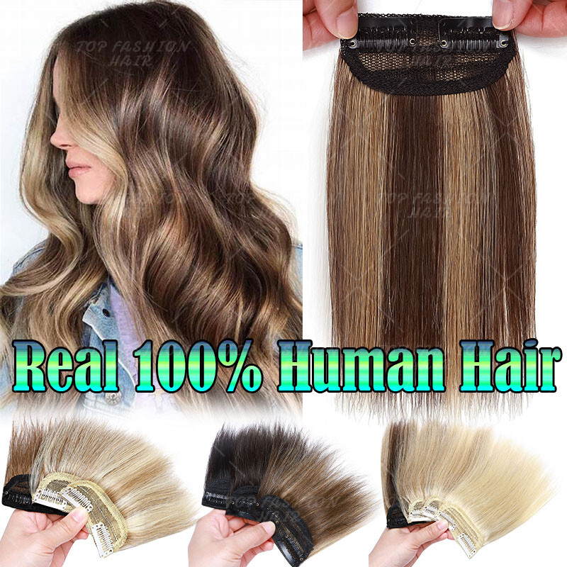 INVISIBLE Clip Ins 100% Remy Human Hair Extensions Blad Root Patch THICK Blonde