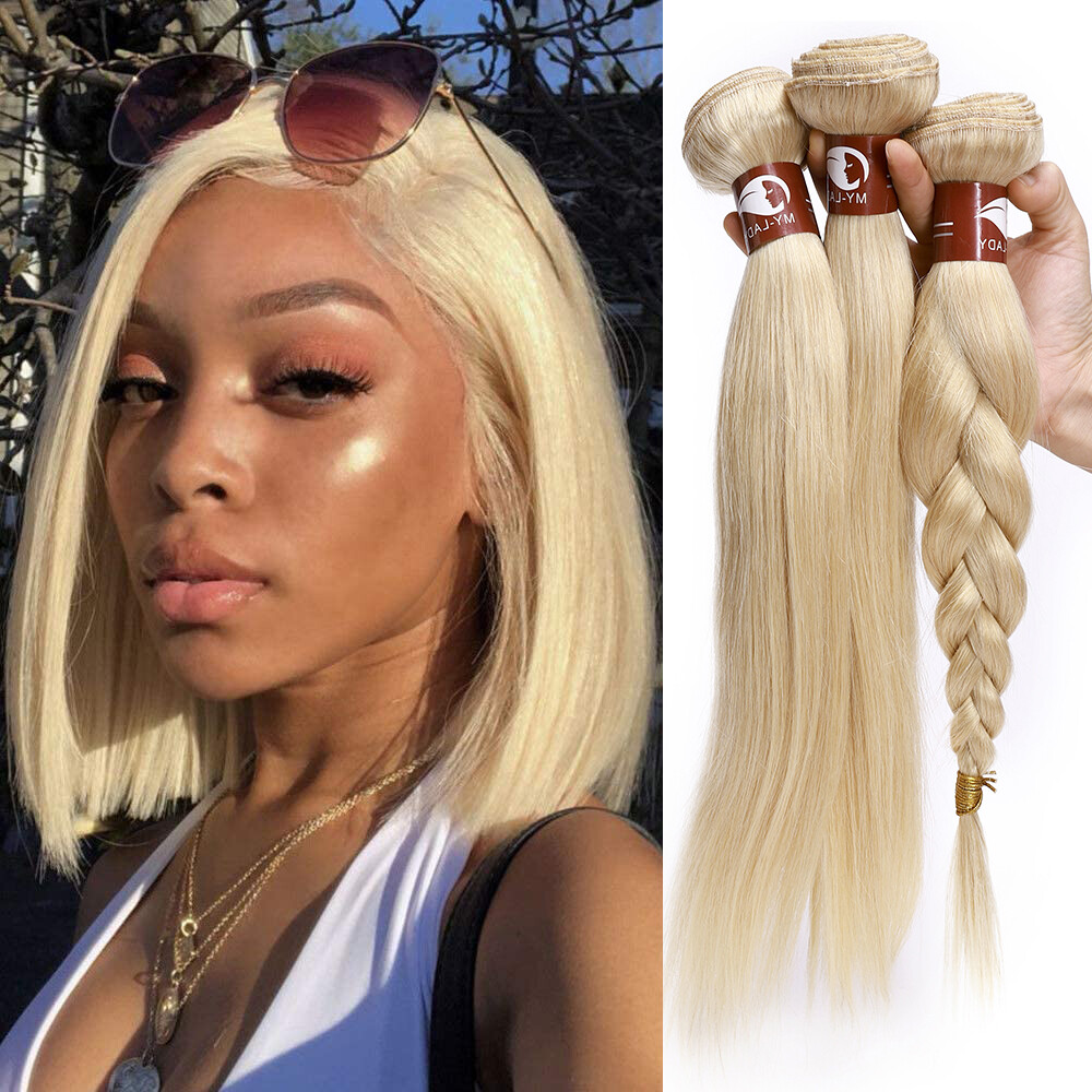 9A Brazilian Virgin Human Hair Bundles Hair Extensions Straight Body Wave Blonde