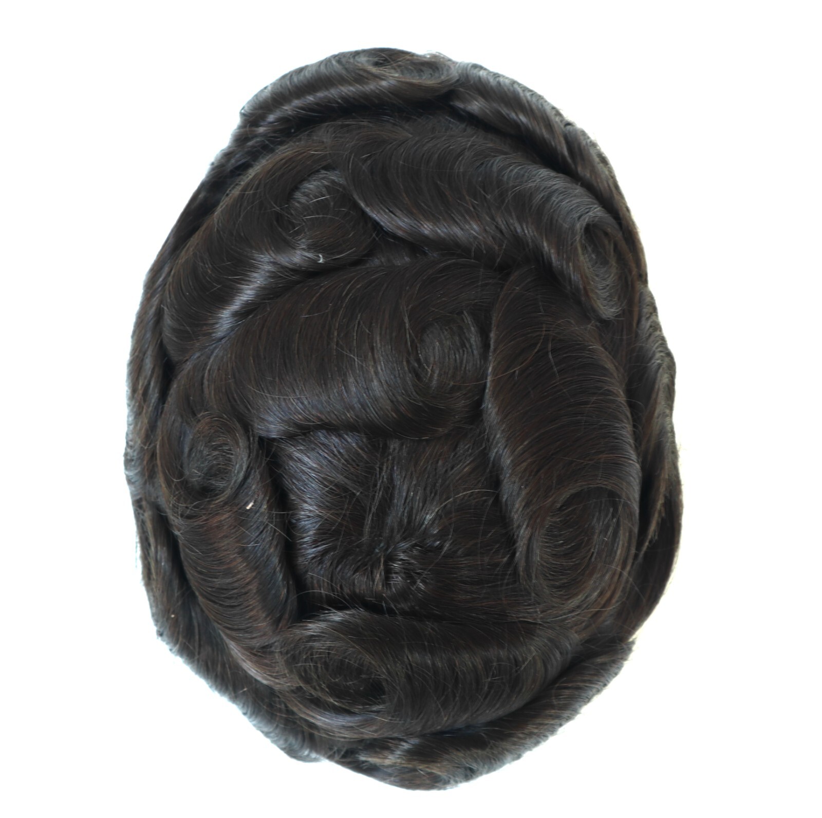 Mens Human Hair Replacement System Unit 0.08 Thin Skin Knotted Toupee Hair Piece