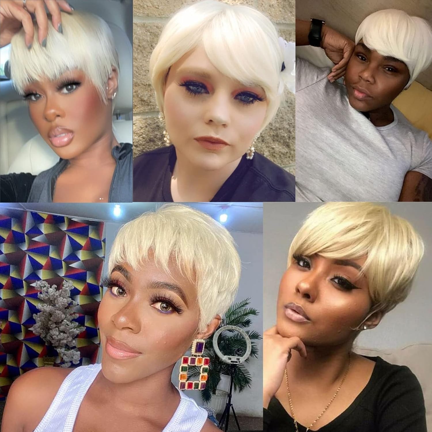 Elegant 613 Blonde Pixie Cut Wig for Black Women – 100% Human Hair, 150% Density