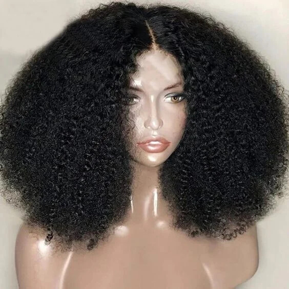 Afro Kinky Curly Raw Hair Full Lace Frontal Bob Wigs Human Hair Lace Front Wig