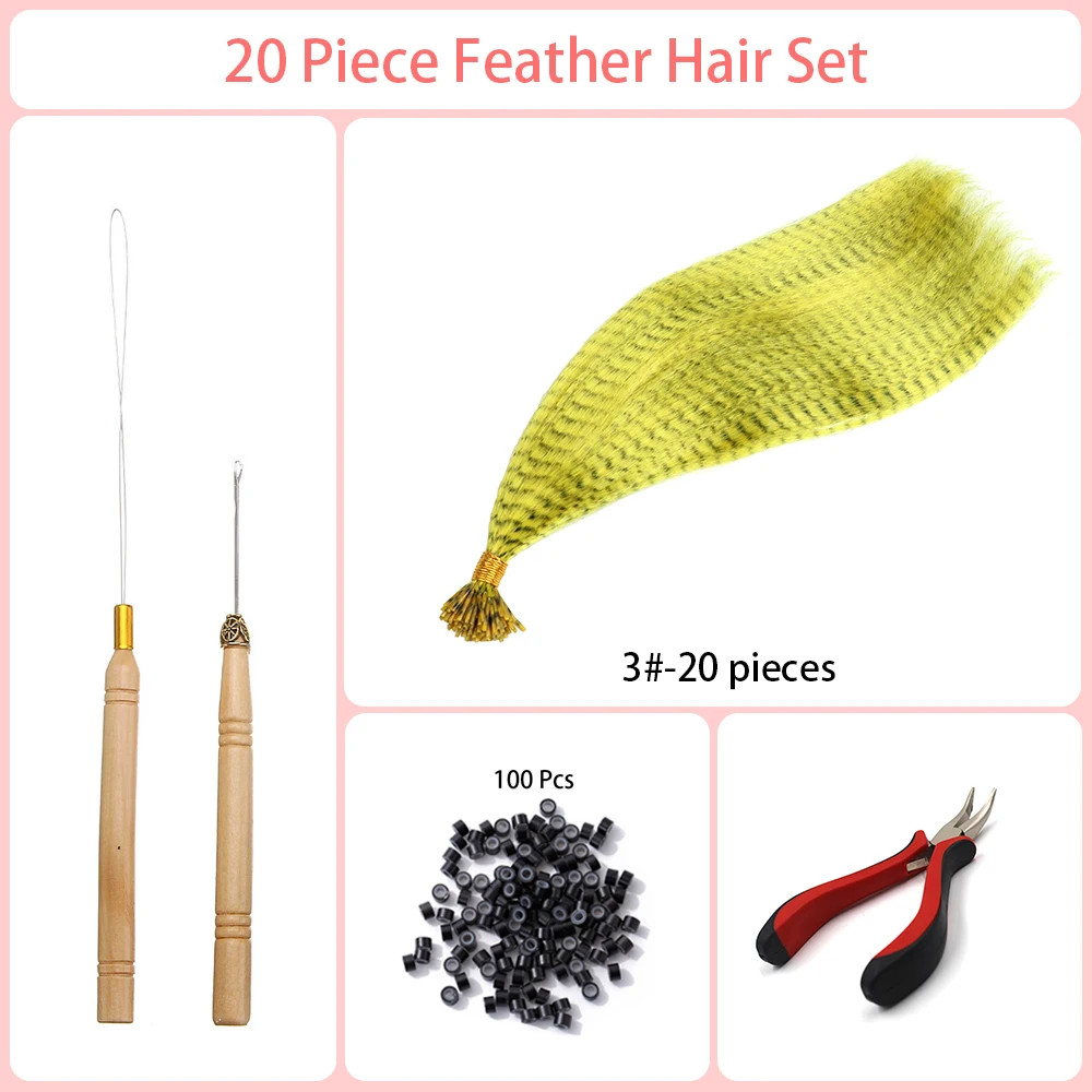 Heat Resistant Synthetic I-Tip Faux Feather Hair Extensions Pack For Women