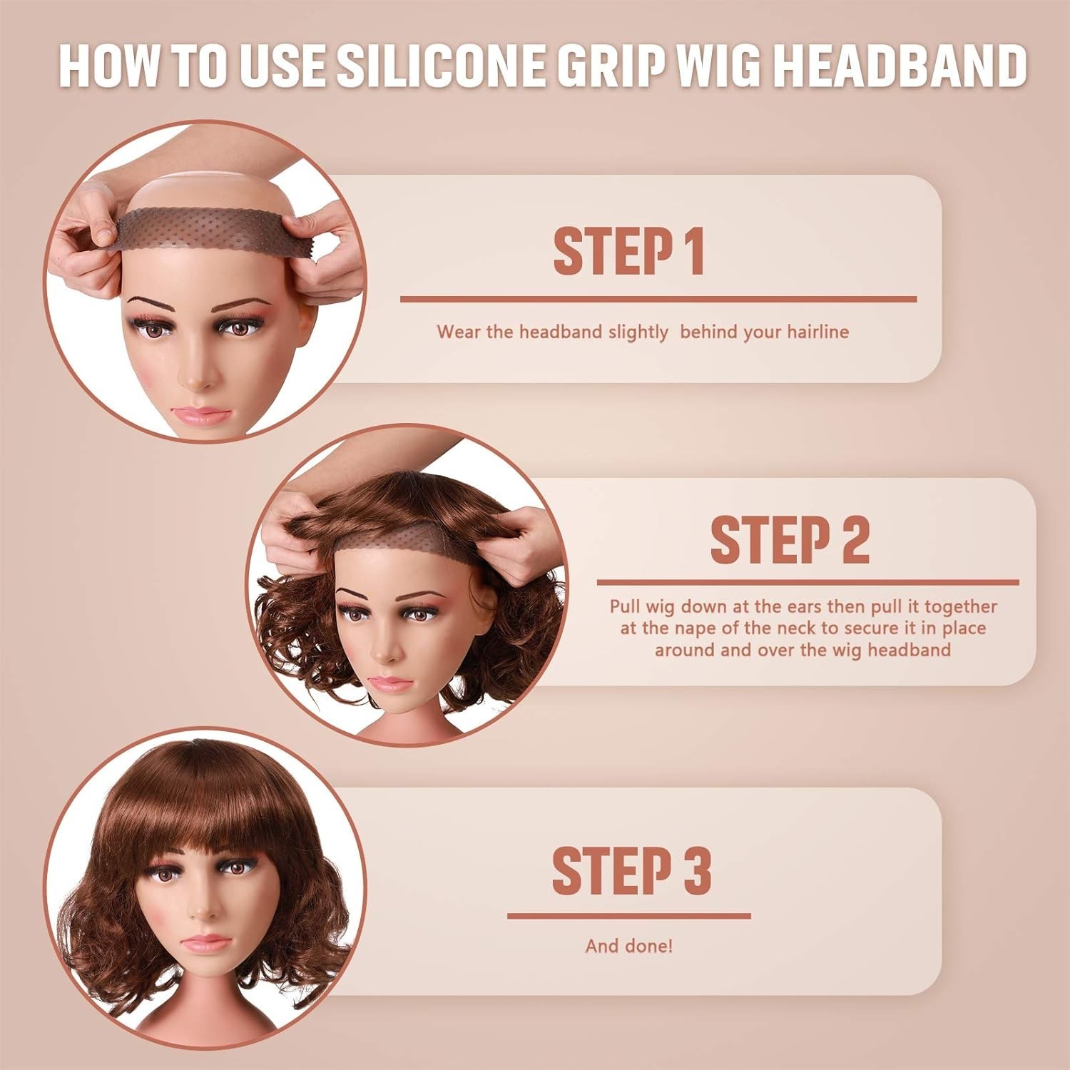 2 Pcs Silicone Wig Grip Band Snatch Proof No Slip Silicone Headband Bulk Elas…
