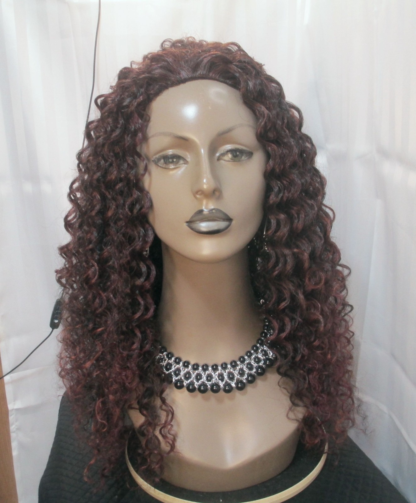 Outre converti-cap wig, long afro style black w/dark burg highlights NEW