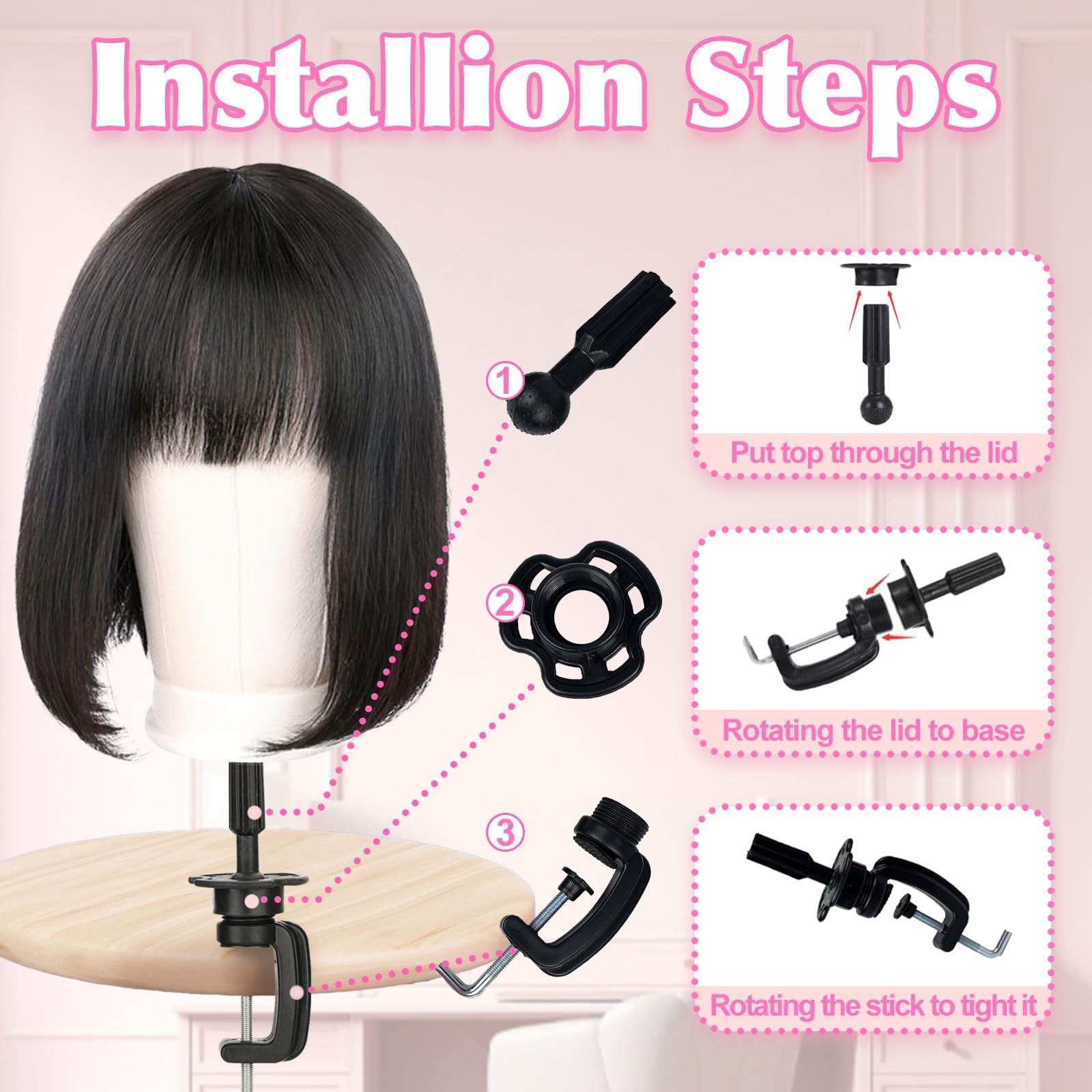 Firstwon 22 Inch Wig Head Mannequin for Wigs, 22 Inch-Tripod, White