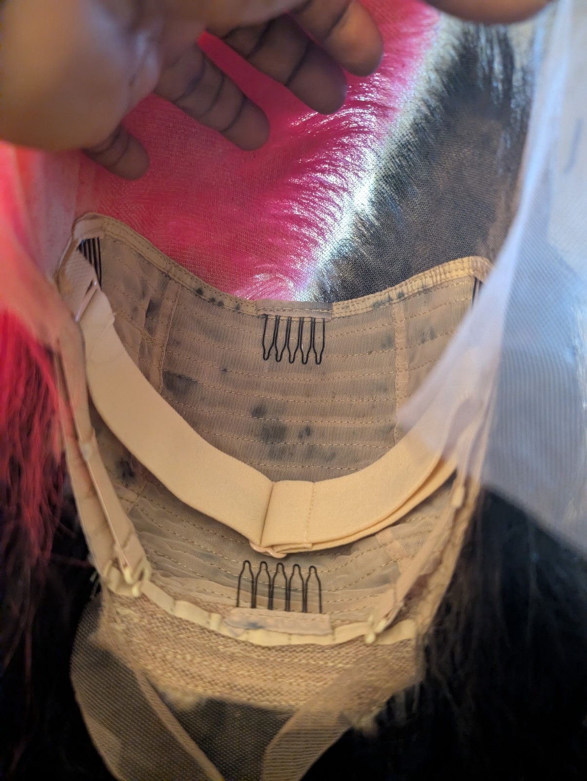 LACE FRONTAL Hot PINK AND BLACK HUMAN HAIR WIG