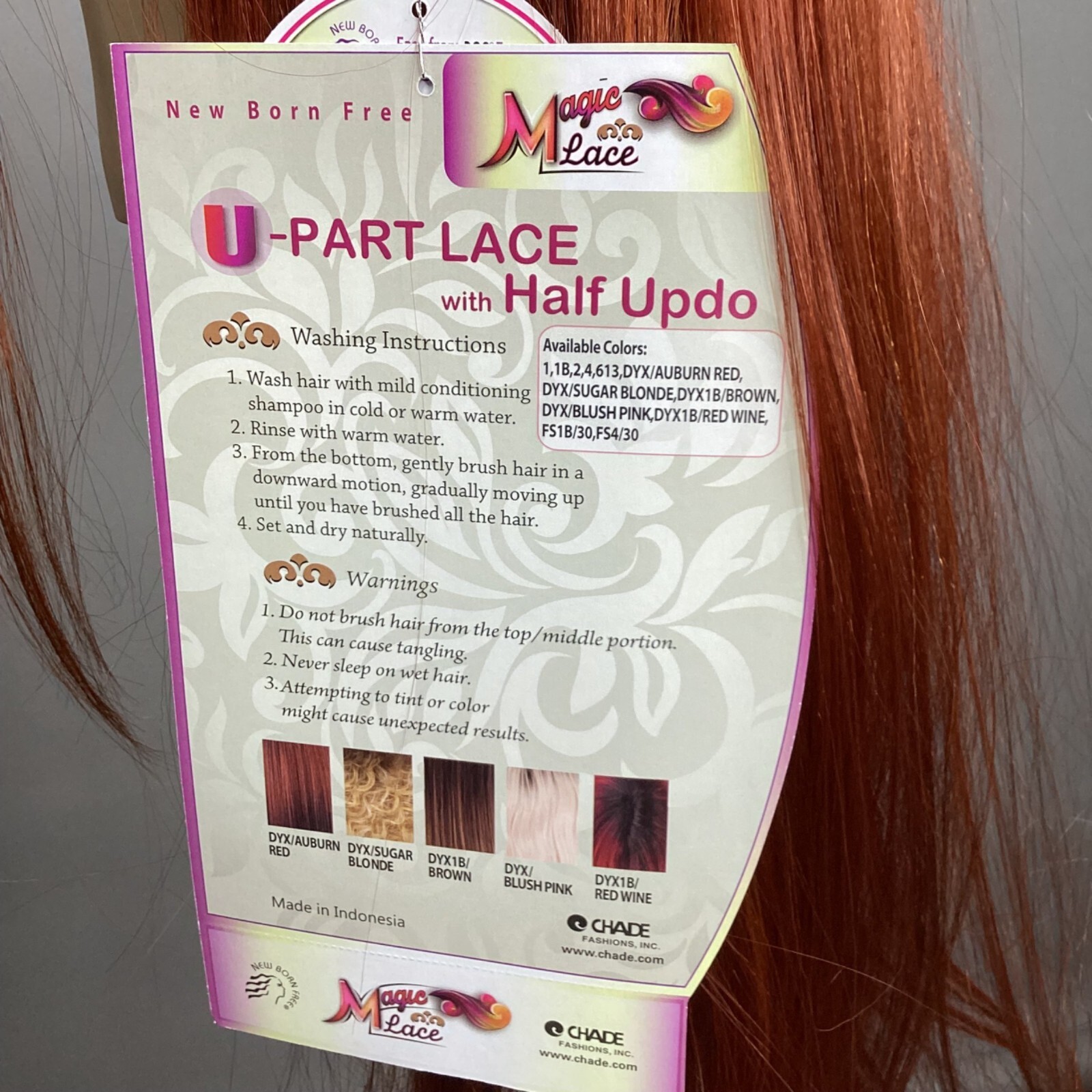 U-Part Straight Updo Dark Root Auburn Wig MLUT63 Top Pony Ponytail 4X4 Lace Fron