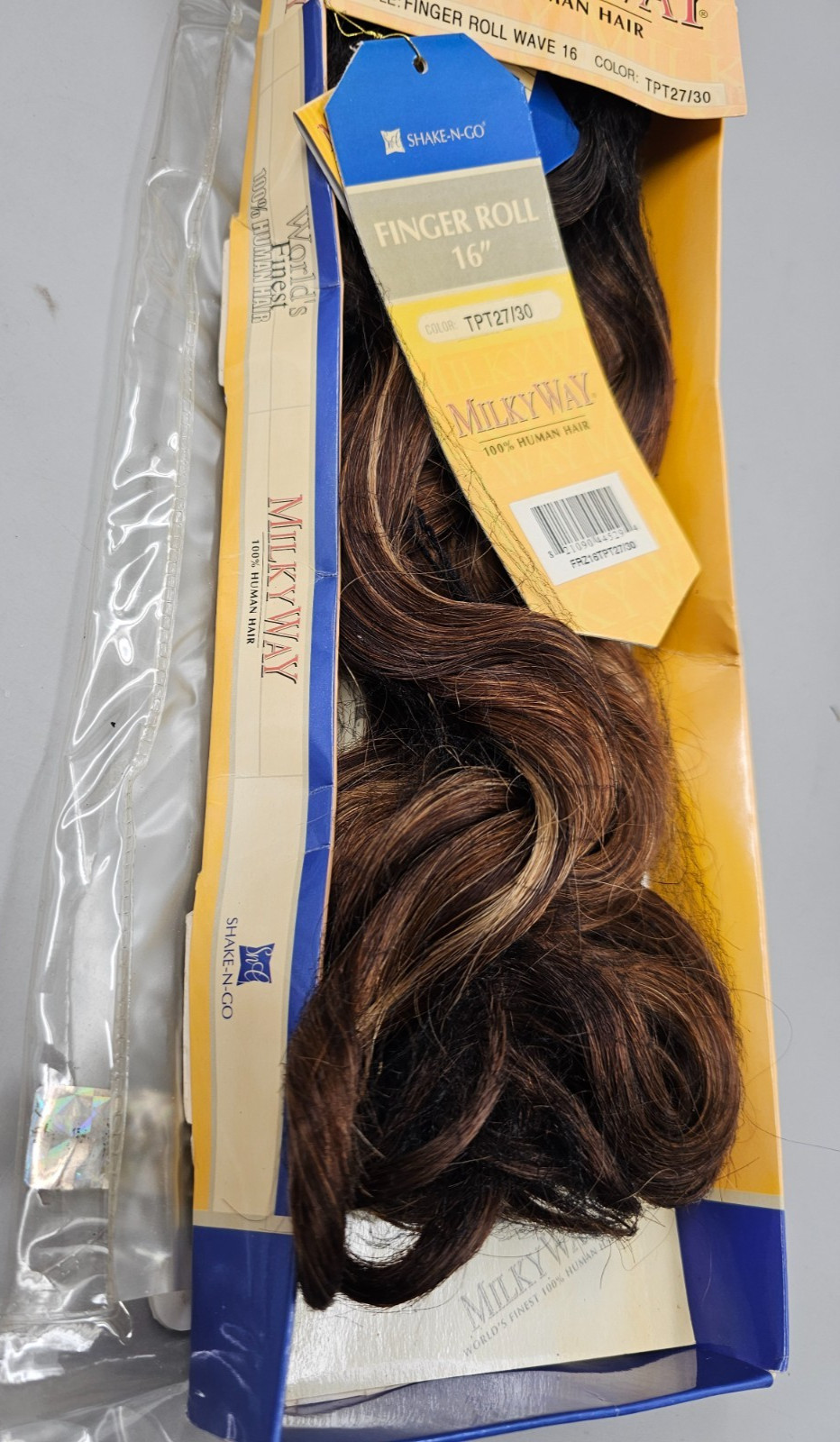 Milky Way 100% Human Hair 16″ Finger Roll Wave + FreeTress Synthetic Kelly Curl