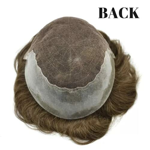 Mens Toupee Hairpiece French Lace Front Hair System Replacement PU Skin Mens Wig