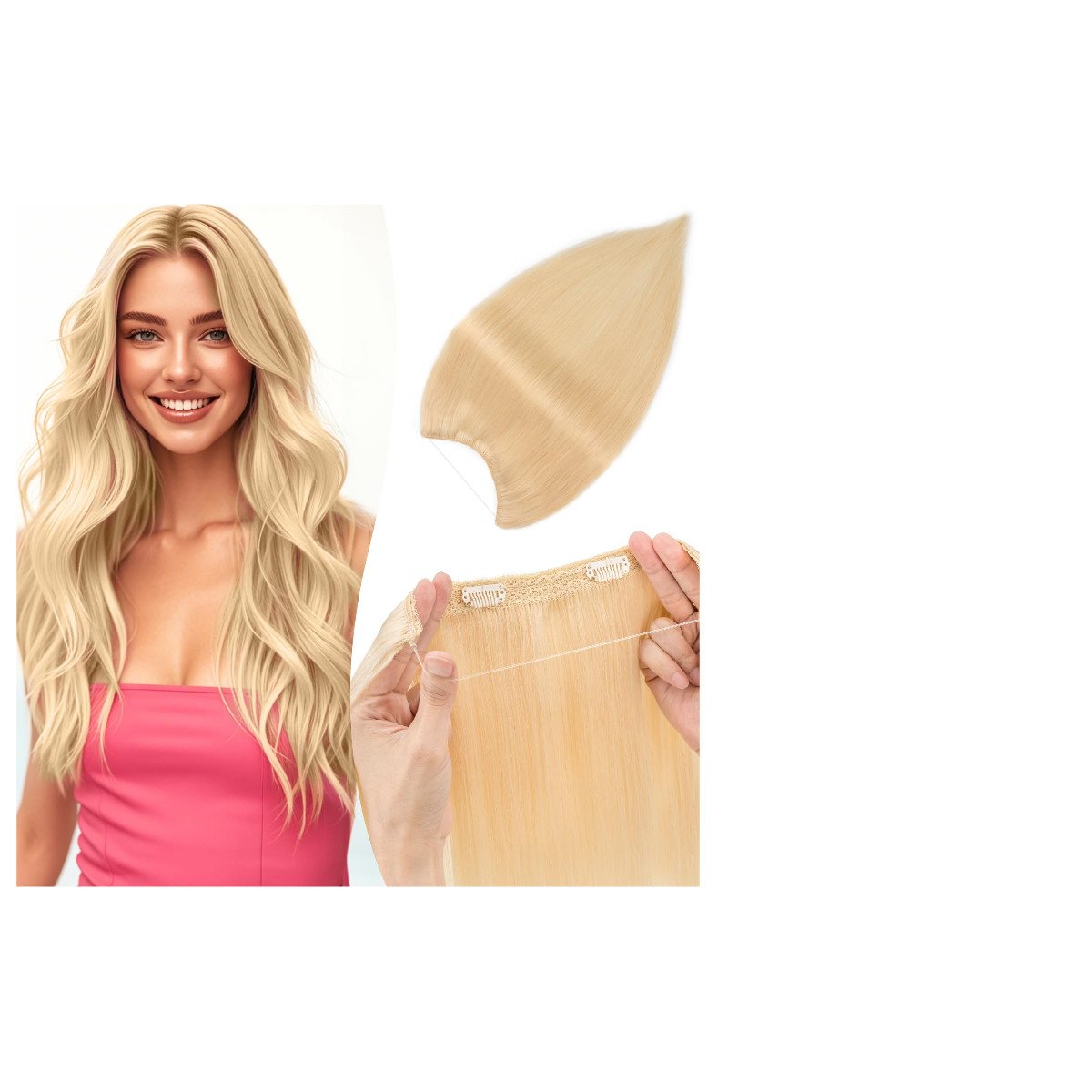 Tesshair Halo Hair Extensions Straight 100 Real Human Hairno Wire Extensions
