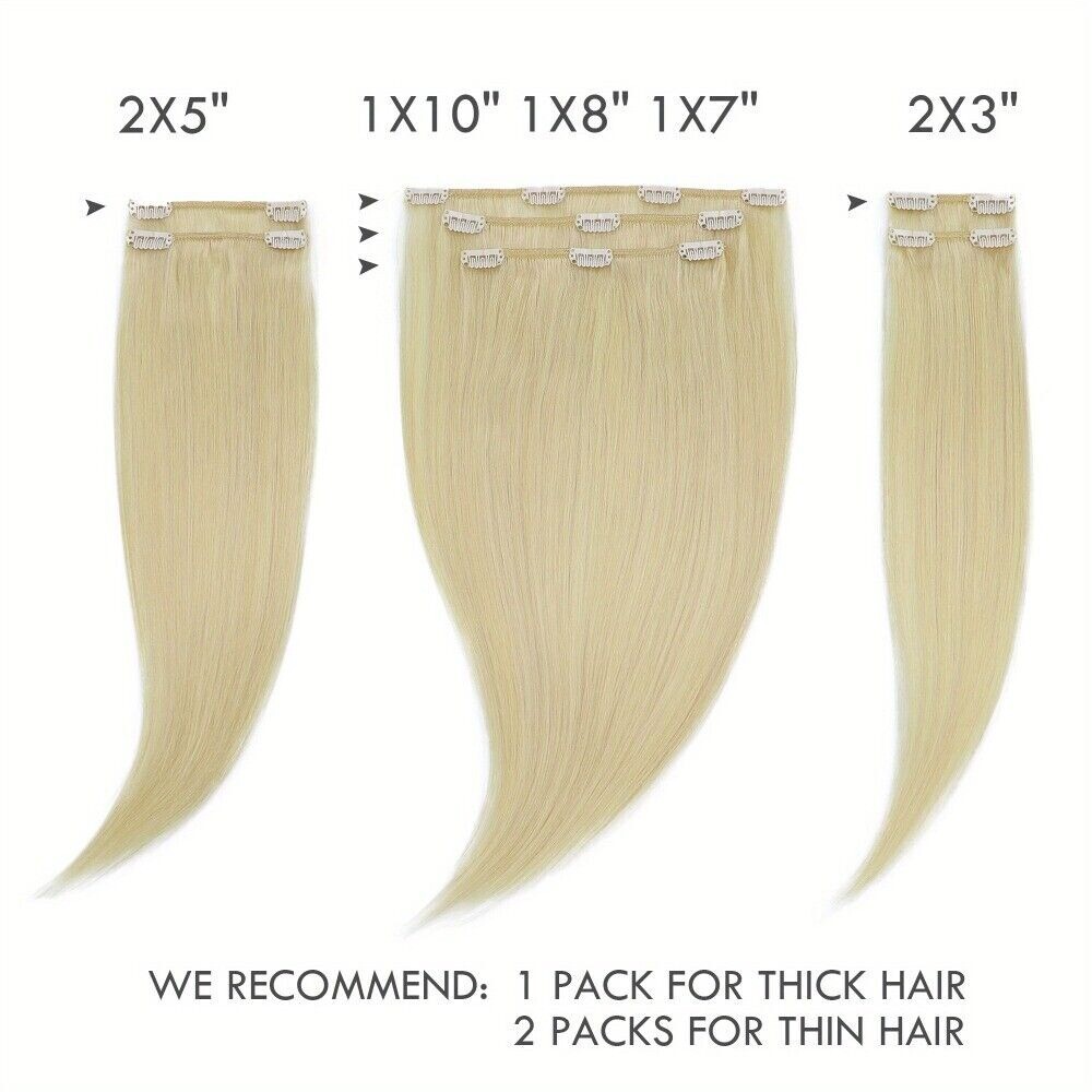 Clip in Hair Extensions Real Human Hair 100% Human Hair 7 Pcs 120g Soft Straight