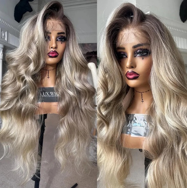 Long Hair Blonde Balayage Wig 26″ 13×4 Lace Front 100% Human Hair Wig