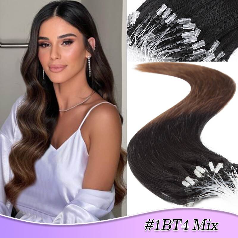 200G Micro Ring Hair Extensions Micro Loop Beads Real Remy Human Hair Full Head