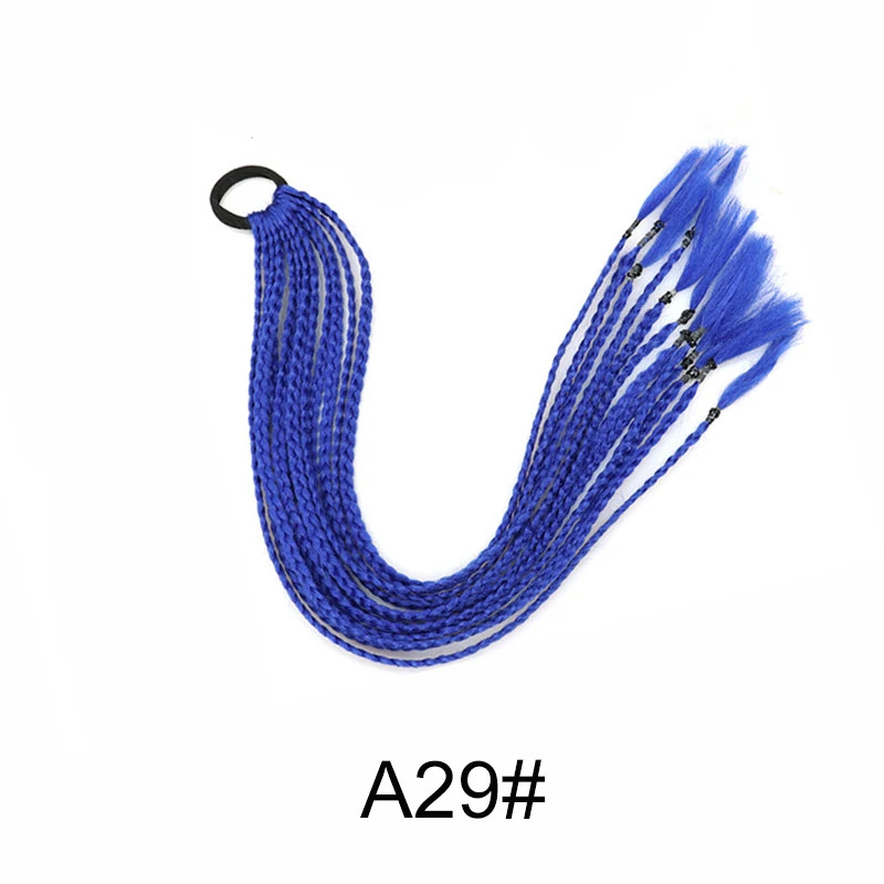 Gradient Colored Braided Ponytail Extension Elastic Rubber Band for Women Girls
