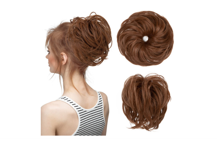 Large Messy Bun Hair Piece Wavy Curly Scrunchies Synthetic Chignon Ponytail Hair