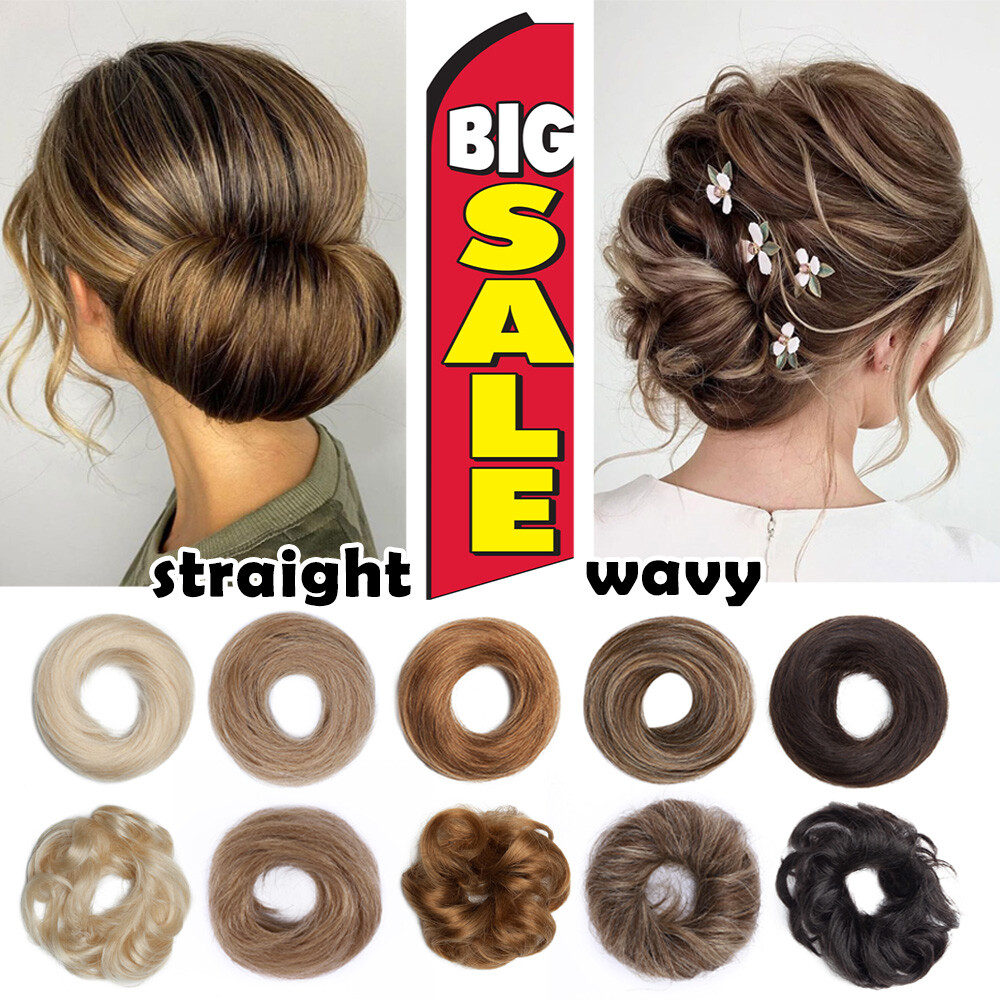 REMY Messy Bun Piece Clip In 100% Human Hair Extensions Updo Scrunchie Pony Tail