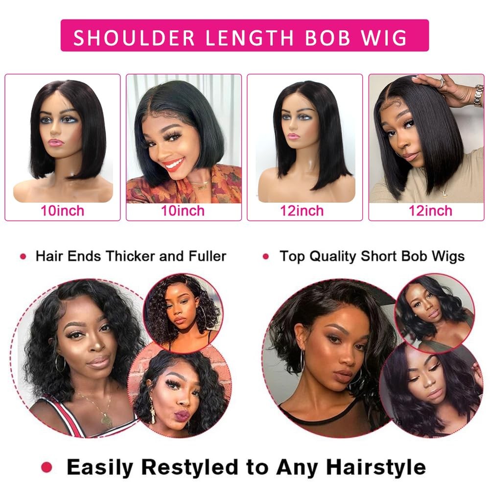 Apeasex 12 Inch Bob Wig Human Hair 5X5 Hd Lace Closure Wigs For Black Women