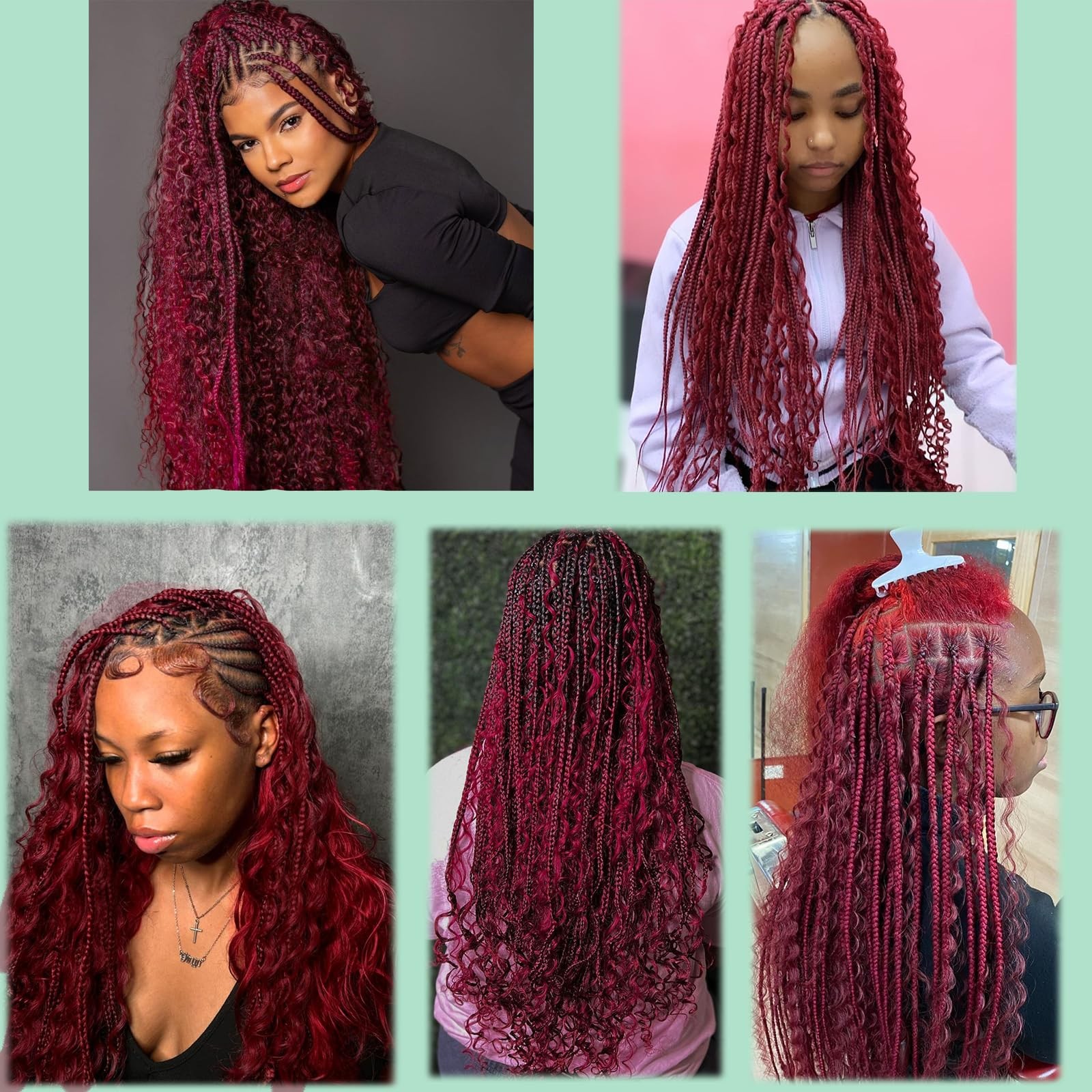 Eileen 99J Burgundy 20 Inch 100g 2 Bundles Deep Wave Bulk Human Hair for Braidin
