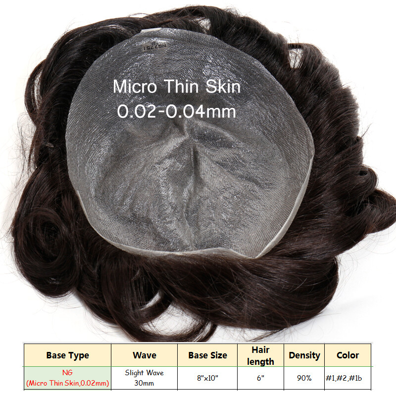 Mens Toupee Hairpieces Human Hair Poly Skin V Loop Hair Replacement System Wig