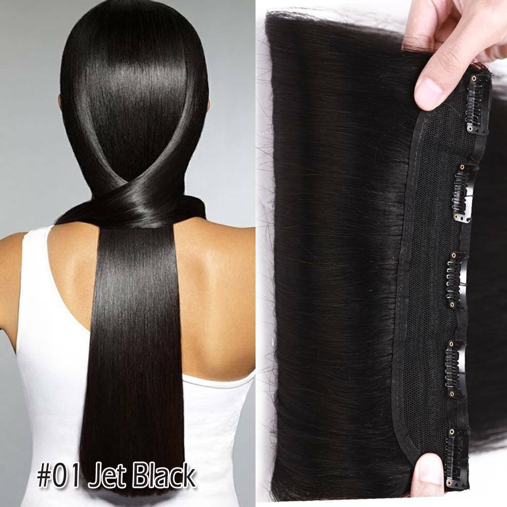 One Piece 5 Clips Human Hair Extensions Clip In 3/4 Full Head Highlight Straight