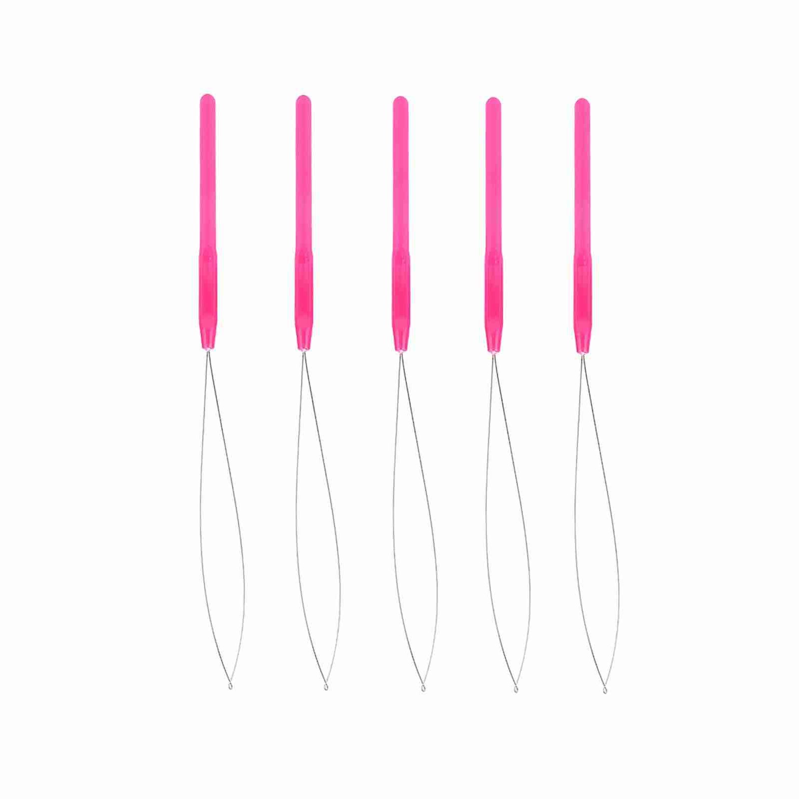 Plastic Handle Pulling Loop Needle Lightweight Hair Extension Tool For Easy