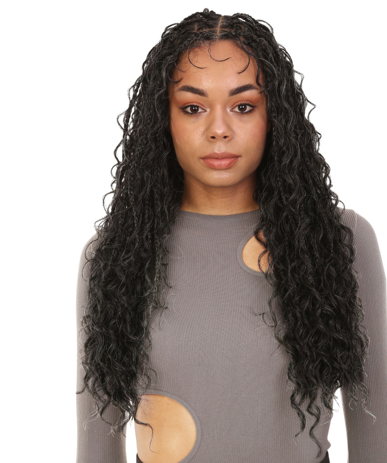 LUXLUXE Grace 25-inches Full Hand-tied Boho Box Braids Wig with Baby Hair