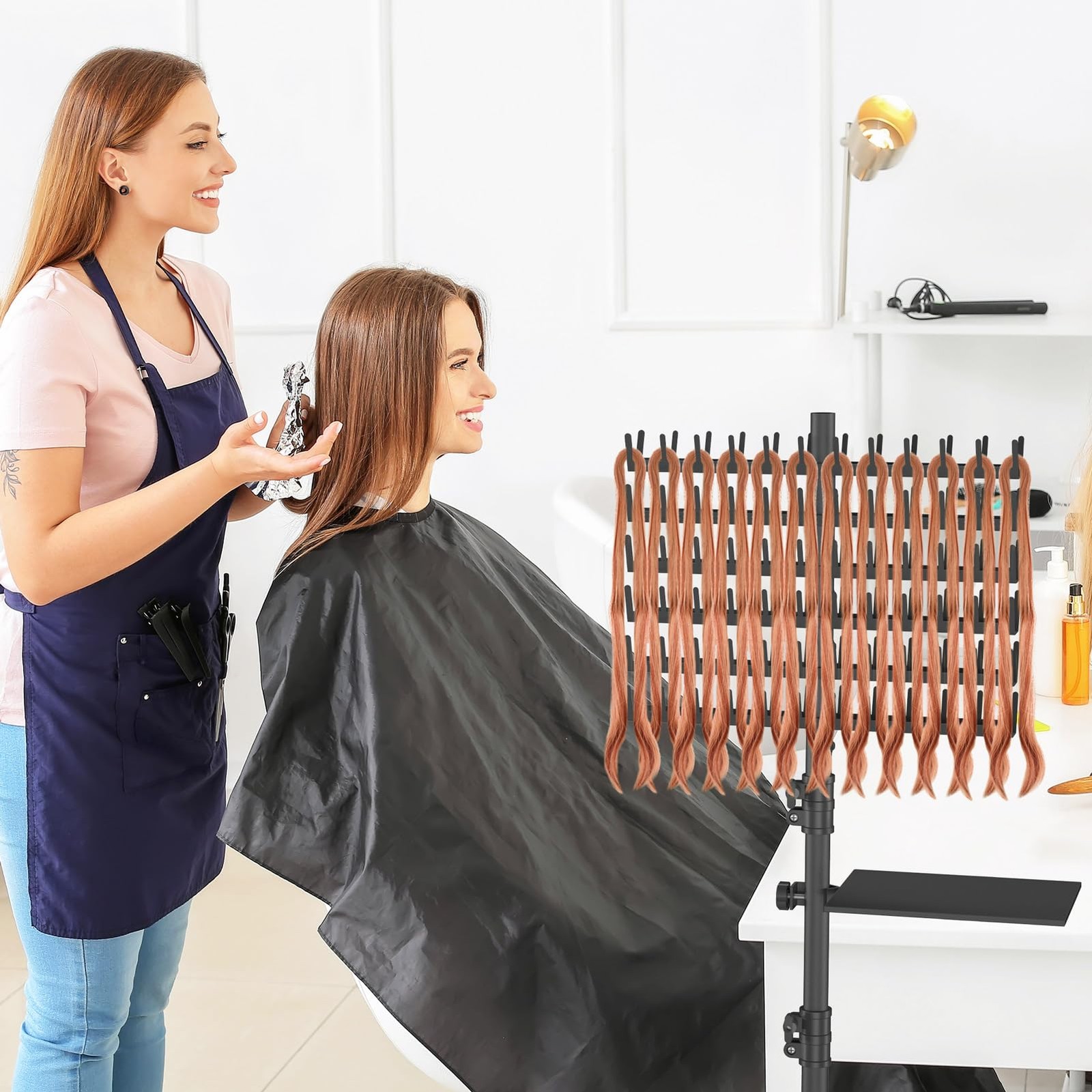 Braiding Hair Rack with Tray, 2-Sided 144 Pegs, Heavy Duty Braiding Rack Stand f