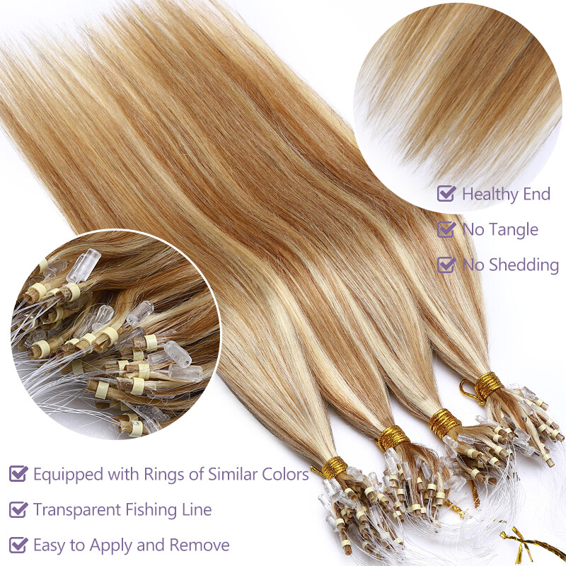 Microlink Hair Extensions Micro Loop Beads Remy Human Hair Full Head 200G THICK