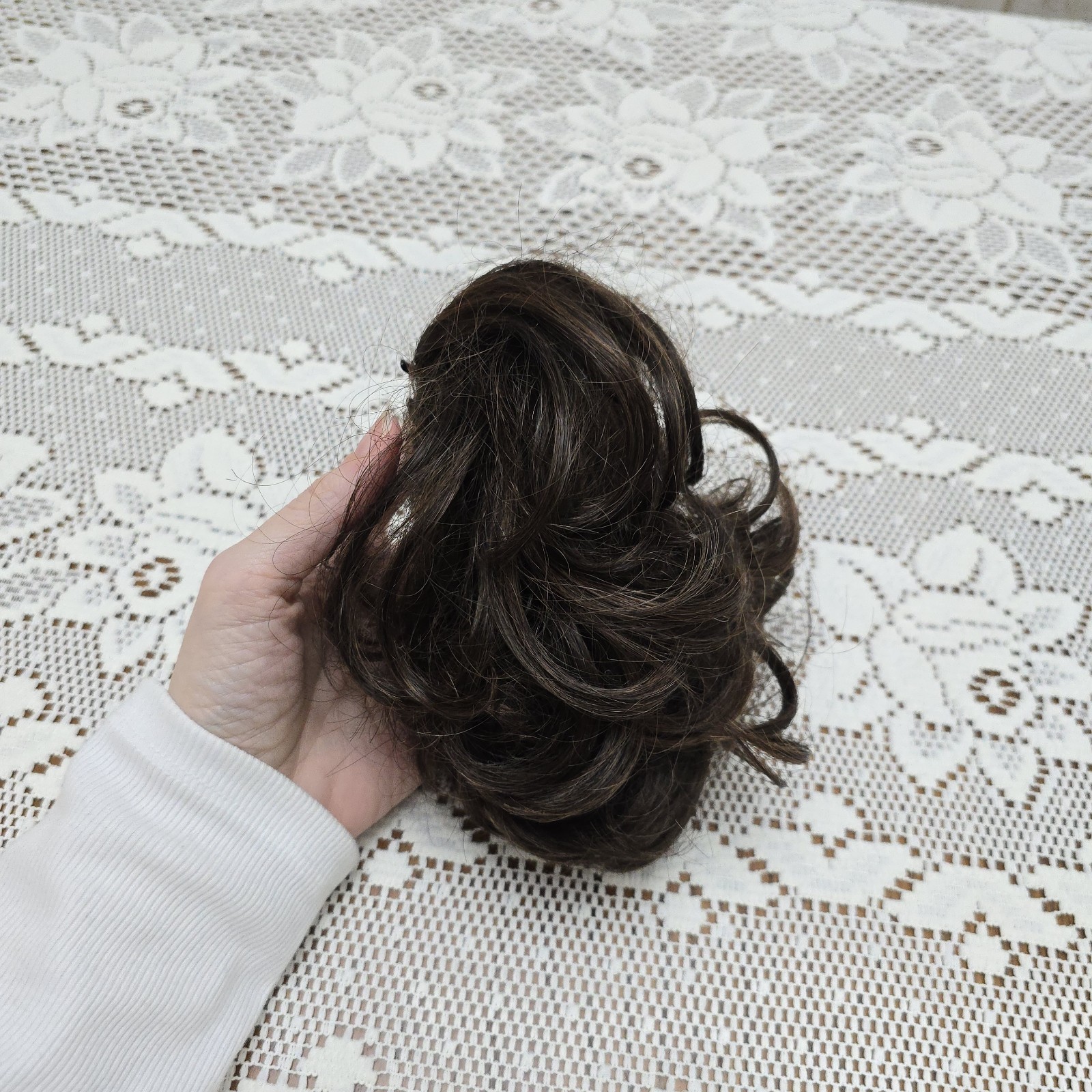 Japanese Synthetic Hair Claw Clip Short Messy Ponytail Dark Brown Hairpiece
