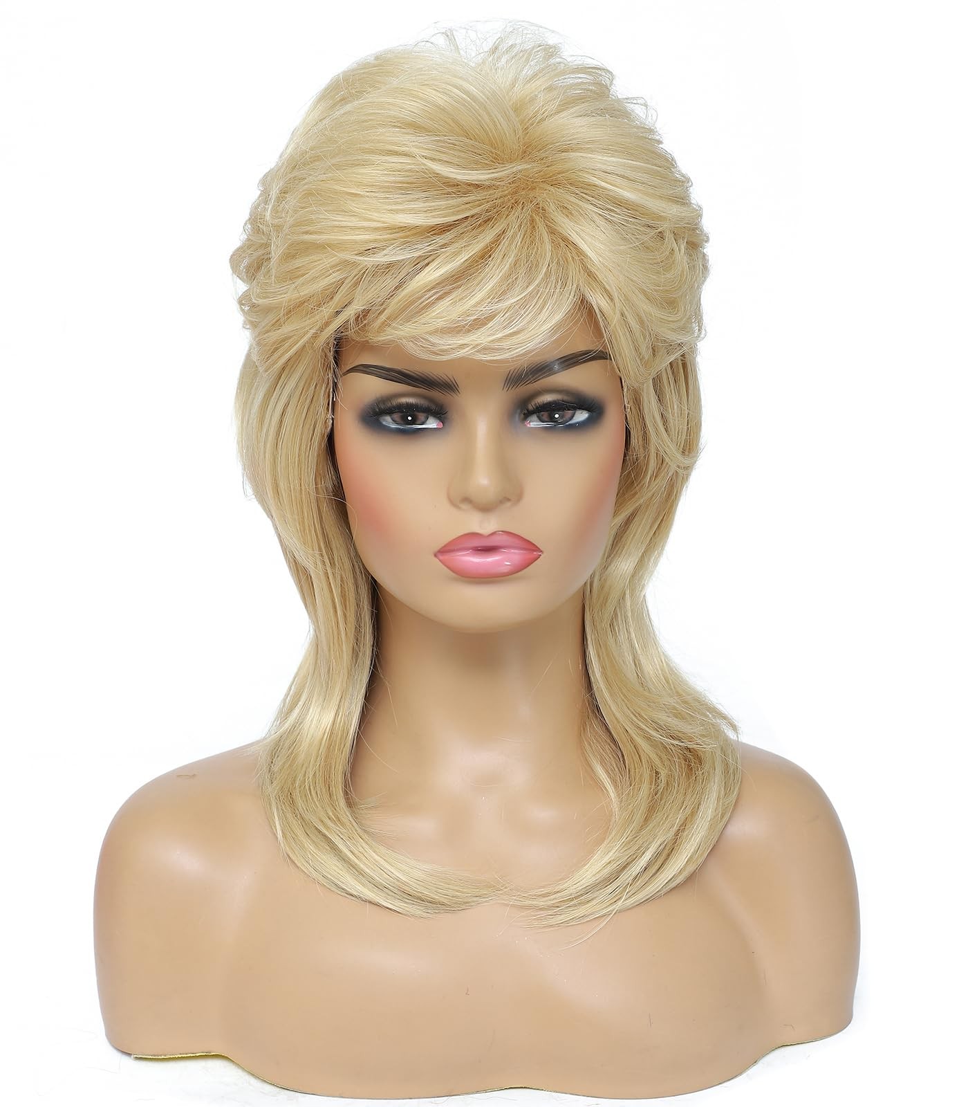 Cariniss Mullet Wig for Women Shoulder Length Synthetic Medium, Light Blonde