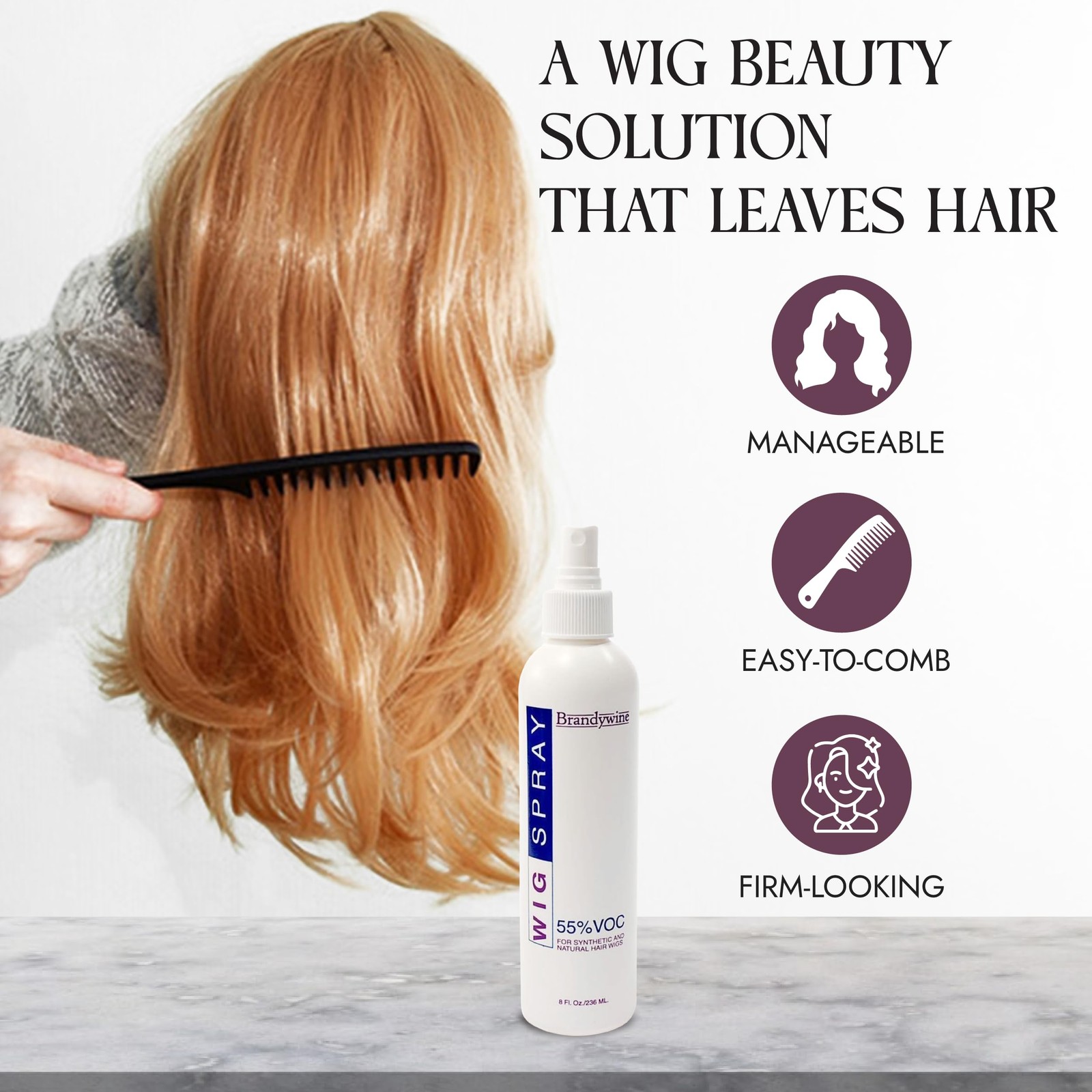 Brandywine Non-Aerosol Wig Spray for Synthetic and Natural Hair Wigs, 8 Ounce