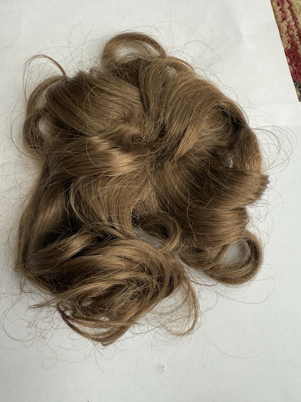 100% Human Hair Wiglet Light Brown 10 Messy Curly Swirls Clip Back Extension New