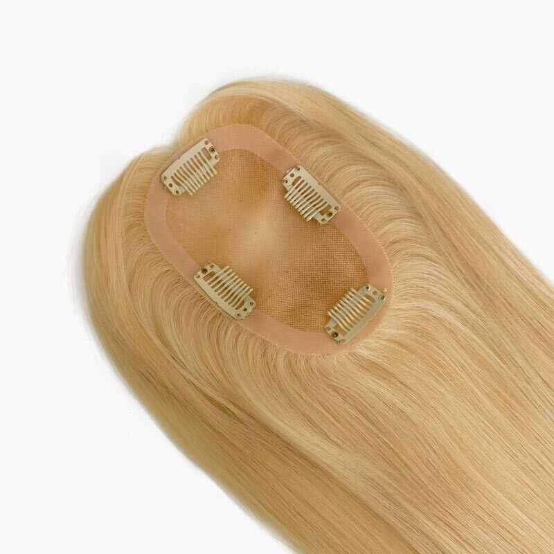 Women’s Clip-on Mono Base Hairpiece Virgin Hair 5” X 3”
