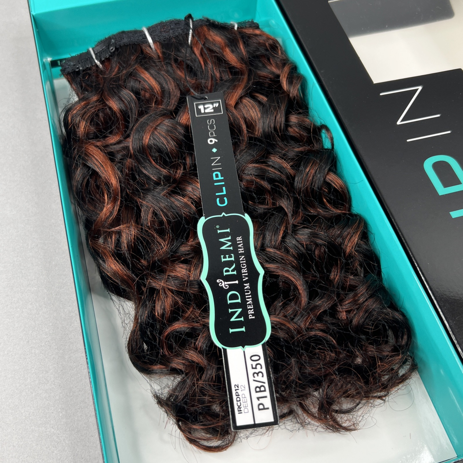Deep Wave 9 Pc 12” Clip-in #1B/350 Black & Copper Virgin Indi Remi Hair Bobbi