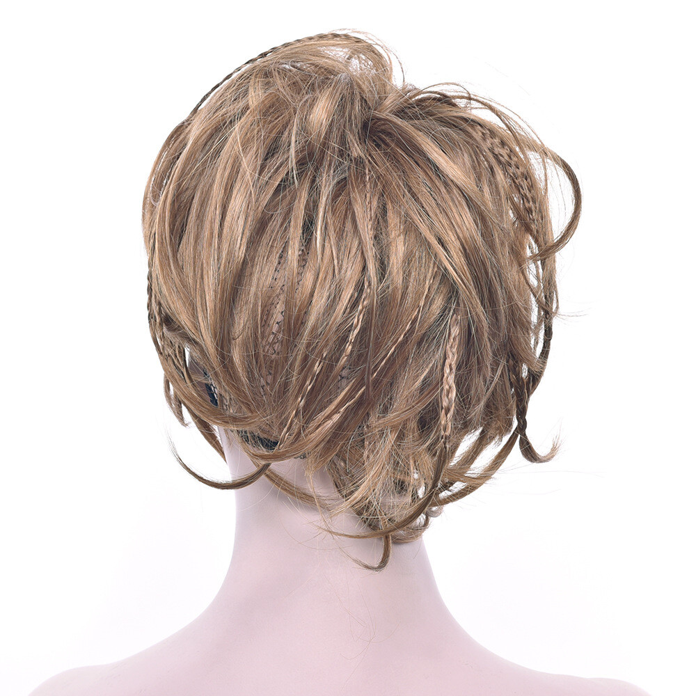 Short Braided Bun Scrunchies Updo Wrap Messy Hairpiece Ponytails Hair Extensions