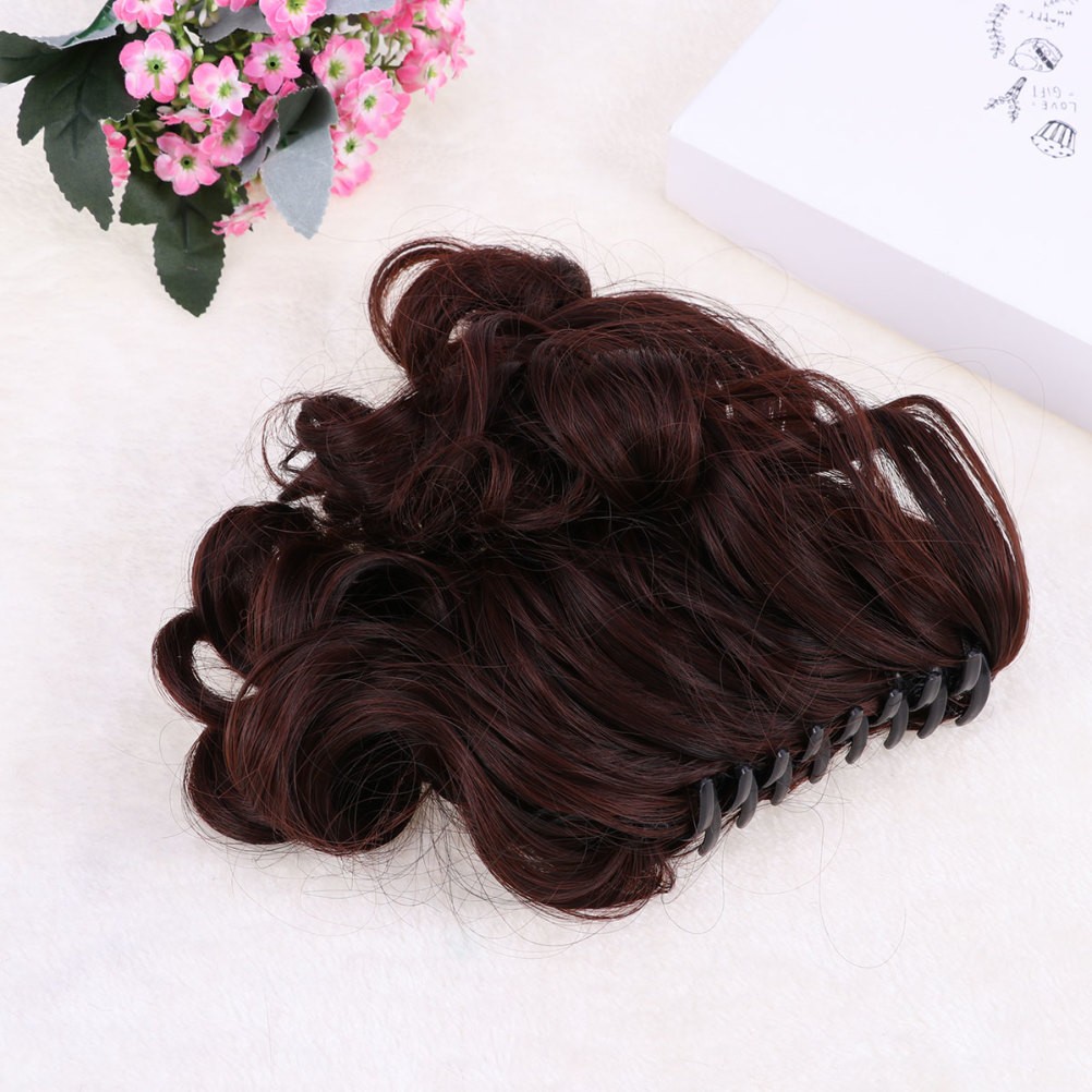 Brown Synthetic Wigs Claw Ponytail Extension Natural Look Easy to Wear