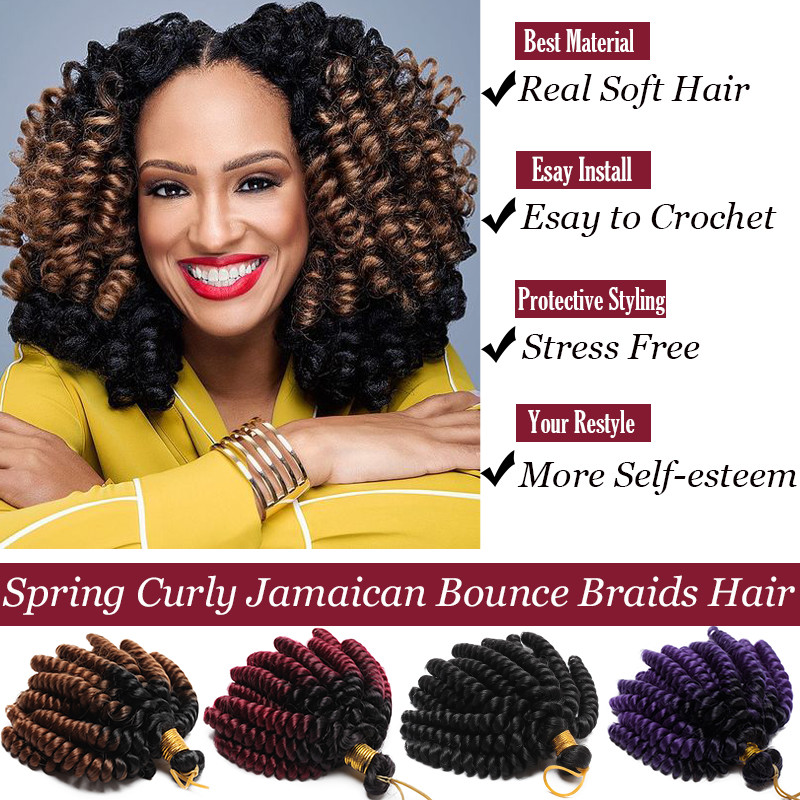 Real Thick Spring Twist Braiding Hair Extensions Bounce Curly 6″ Crochet Braid