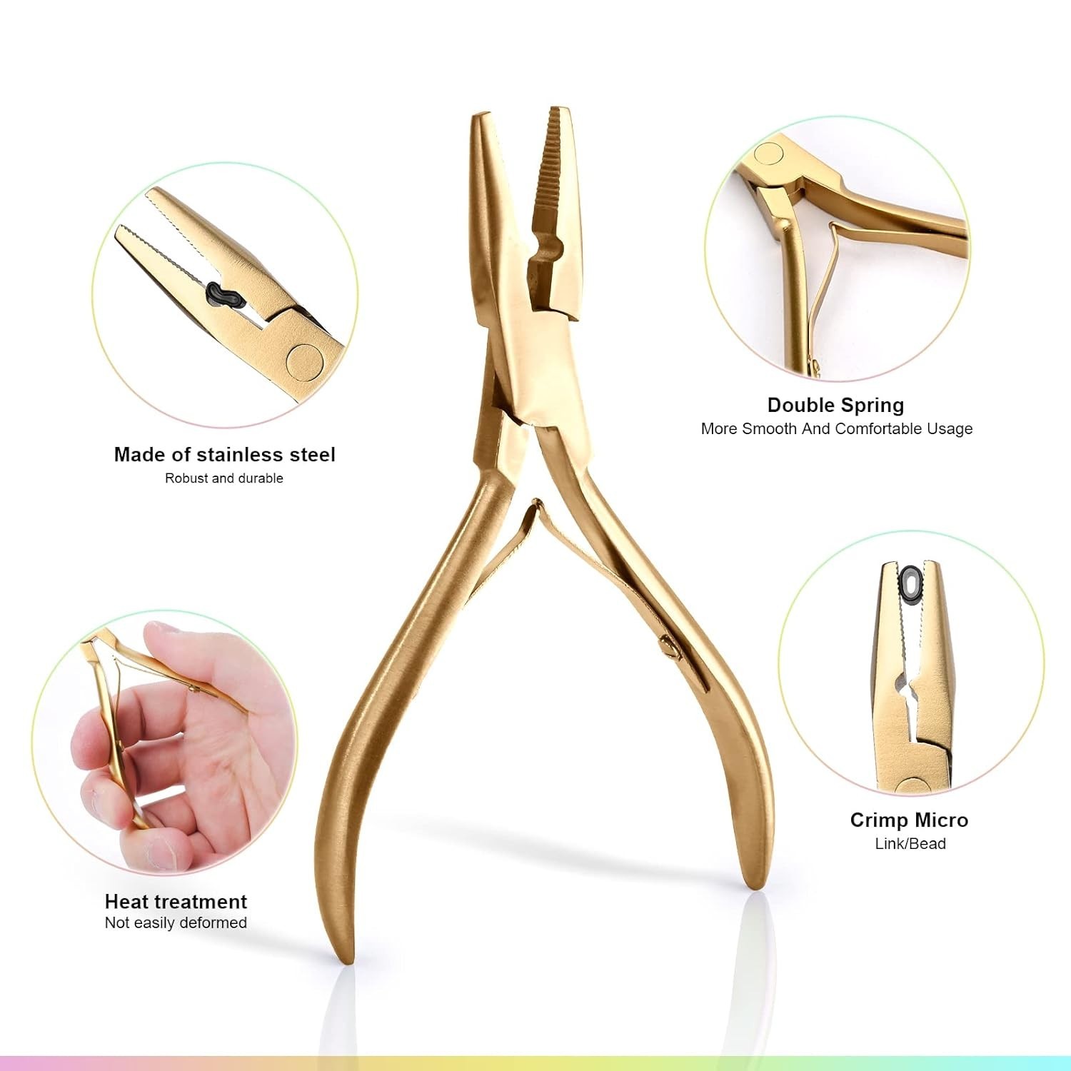 Essential Gold Tool Kit for Hair Extensions: Beading Pliers & Clips Included