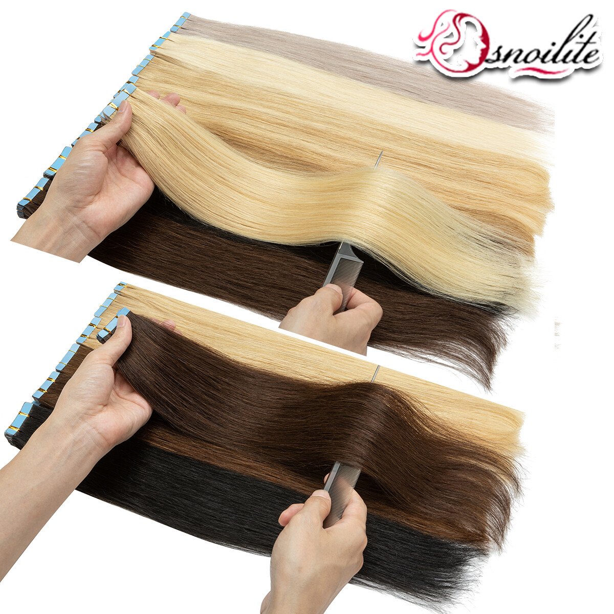 OMBRE Tape In Real 100% Remy Human Hair Extensions Skin Weft FULL HEAD Invisible