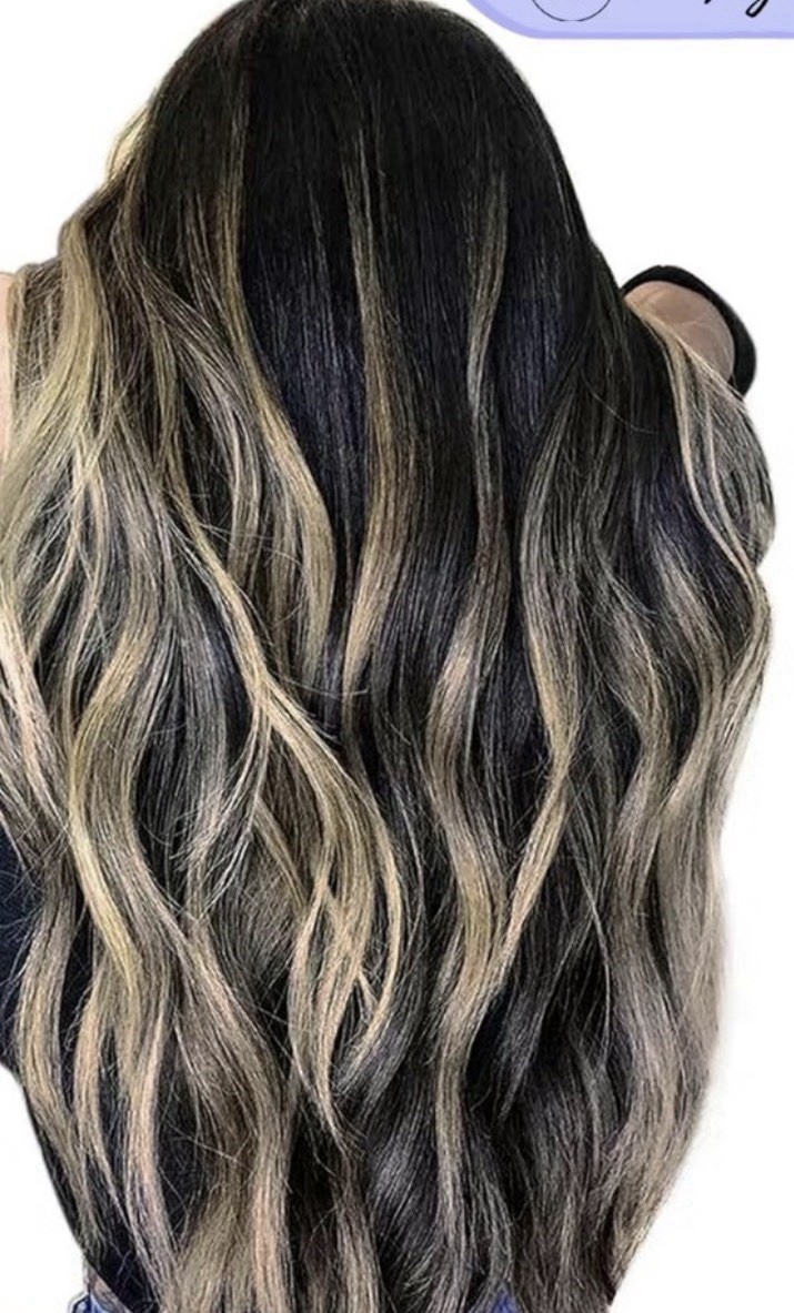 Vigorous Clip-In Synthetic Hair Extension Body Wave Black/Ash Blond 24in