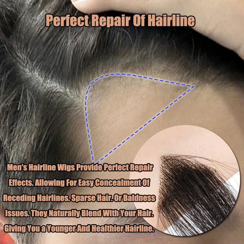 100% Human remy Hair Bald Spot Patch Toupee Forehead Hairpiece Hair Replacement