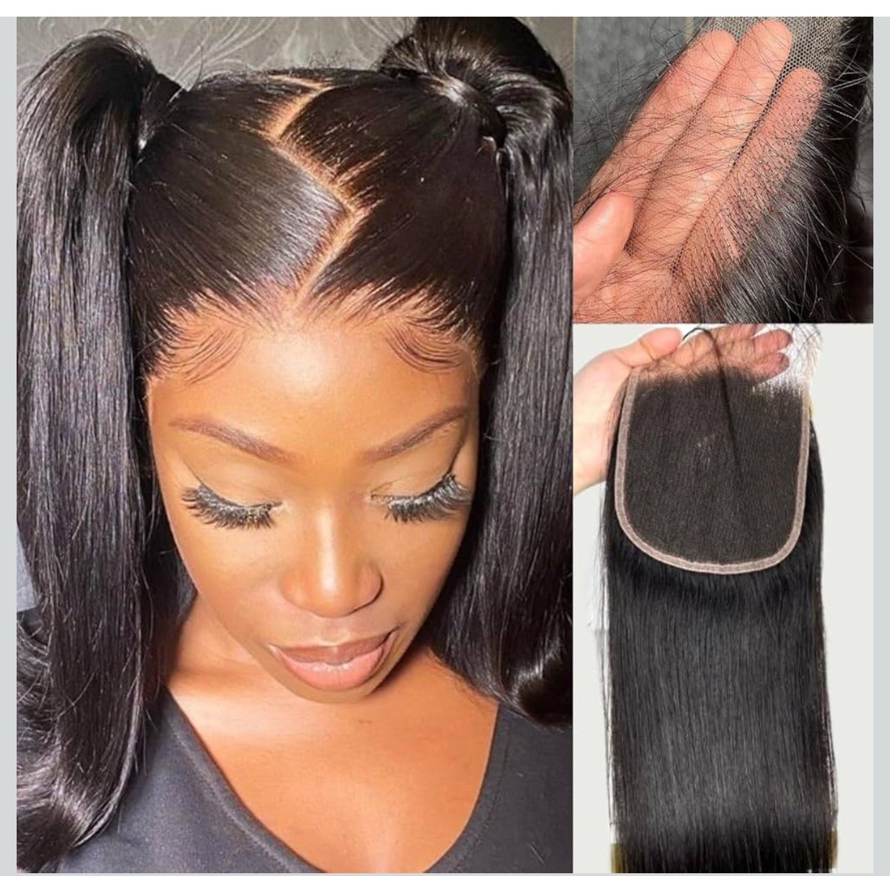 Mnador 5×5 14 Inch, Natural Black SKINLIKE Real HD Lace Closure–Straight