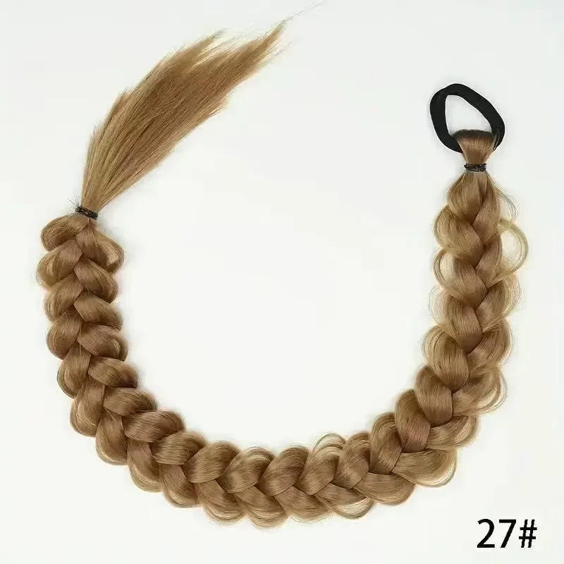 Long Braided Ponytail Hair Extensions Synthetic Hair With Elastic Band For Women
