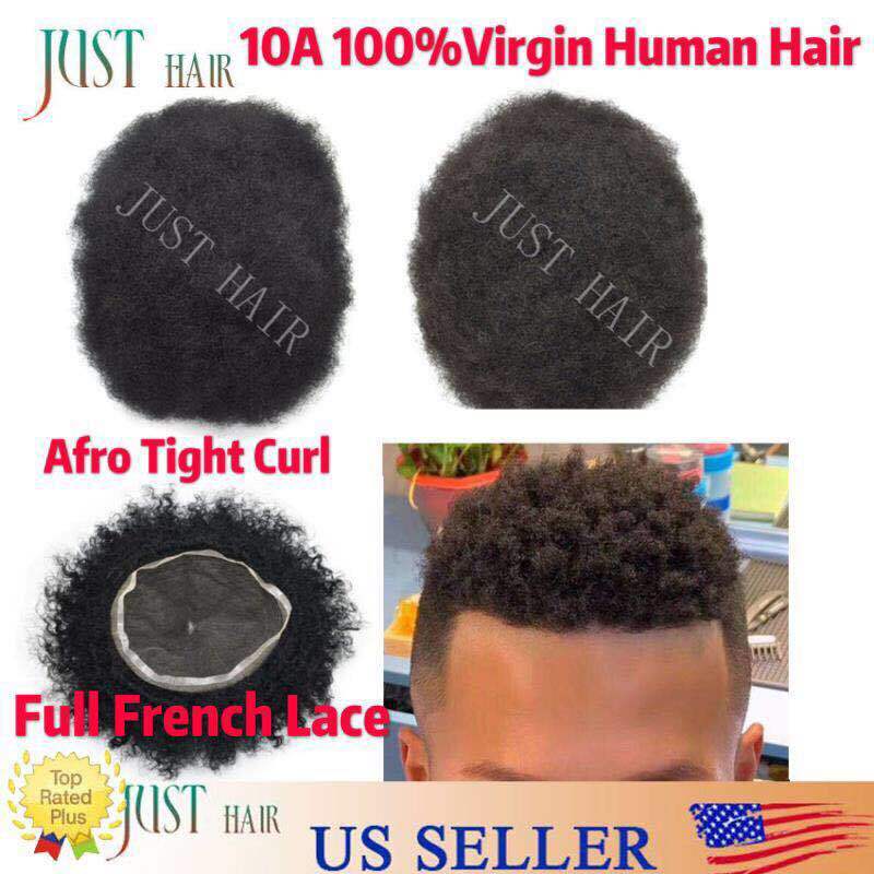 Hair Units for Black Men All Lace Afro Curly African American Toupee Hairpieces