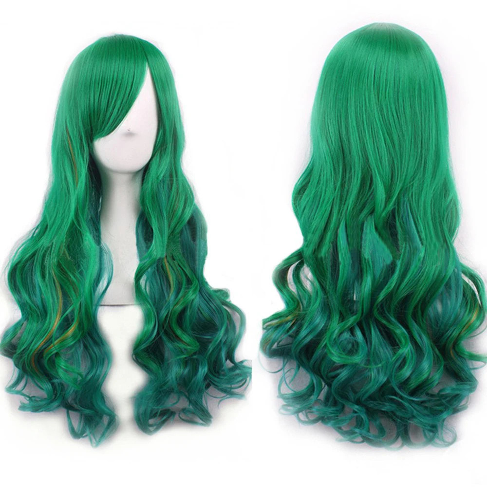 Soowee Ombre Rainbow Synthetic Cosplay Wig with Bangs Multicolor Wig for Women