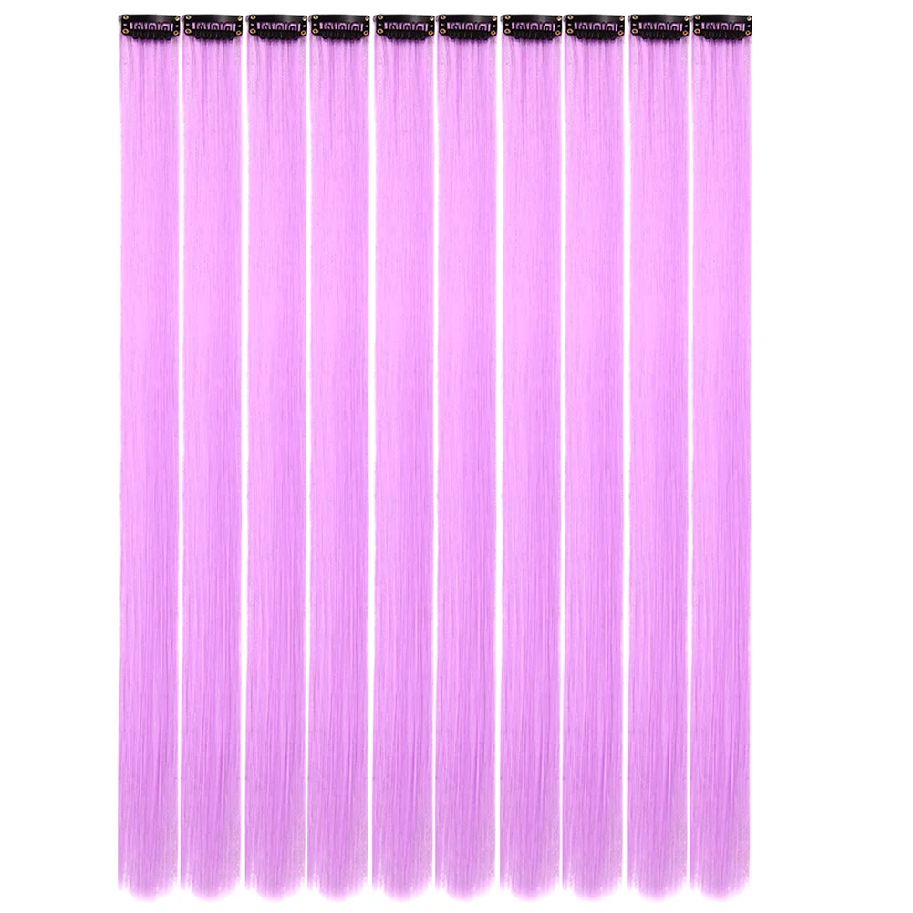 10PCS Colored Clip in Hair Extensions 18 Inches Ombre Straight Synthetic