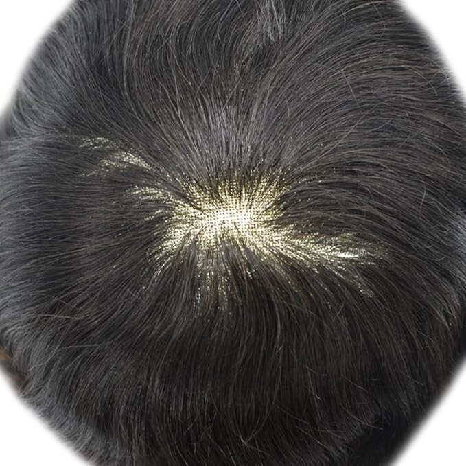 LYRICAL HAIR Toupee For Men French Lace Front Human Hair Hairpiece 7 * 10″, 1B#
